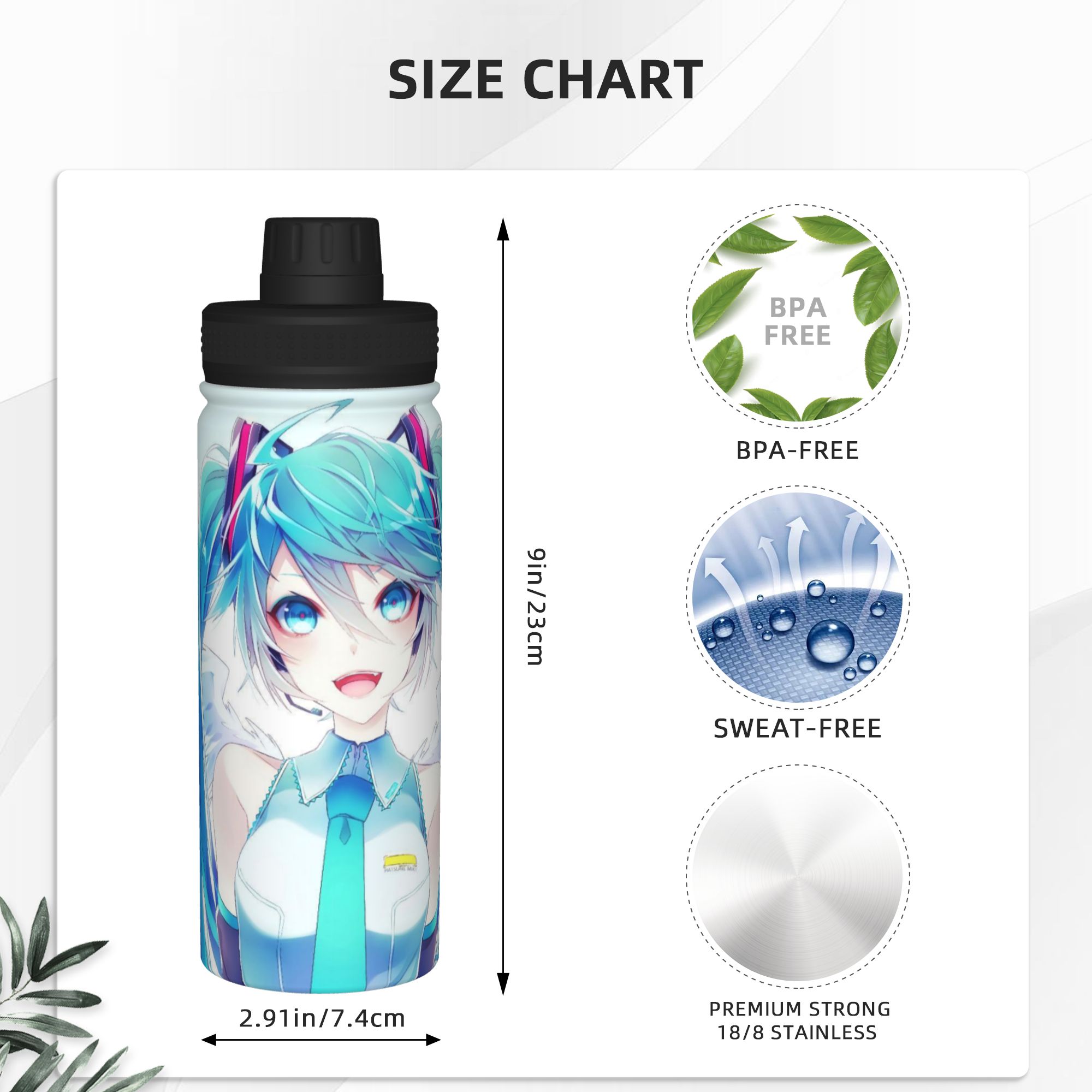 アニメ「初音ミク」18オンス スポーツ用断熱ボトル コーヒー - Sports Water Bottle Insulated のレビューと価格