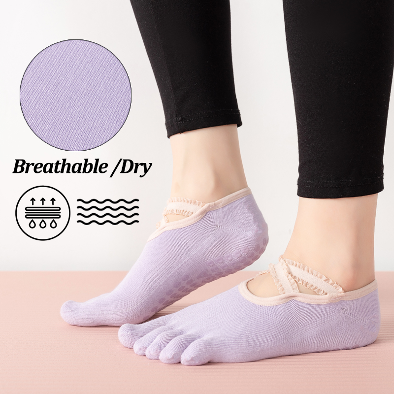 レディースノンスリップピラティスソックス女性レース包帯ヨガソ - Yoga Mat のレビューと価格