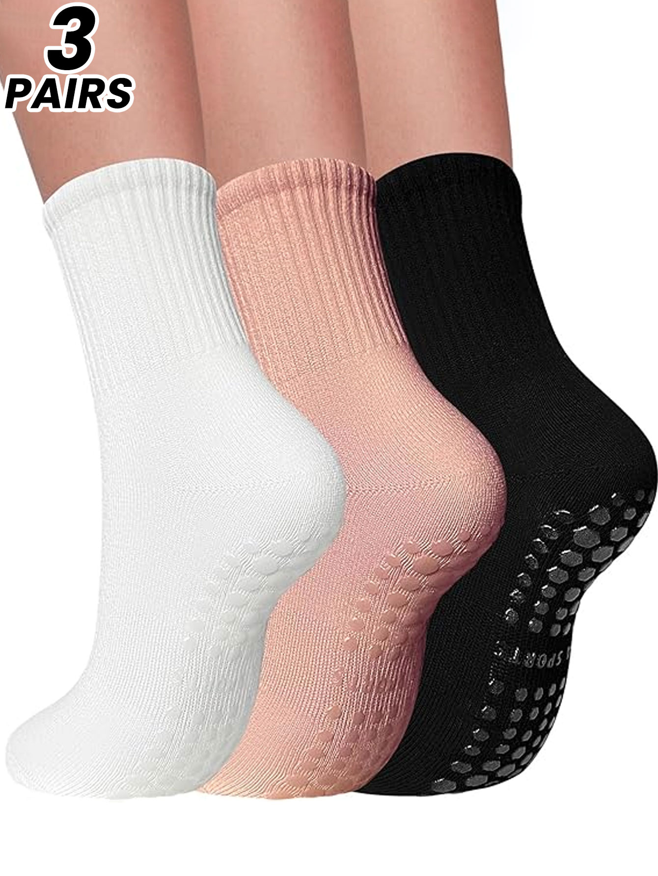 女性用プロフェッショナルヨガソックス3足組、屋内大人用スポー - Yoga Mat のレビューと価格