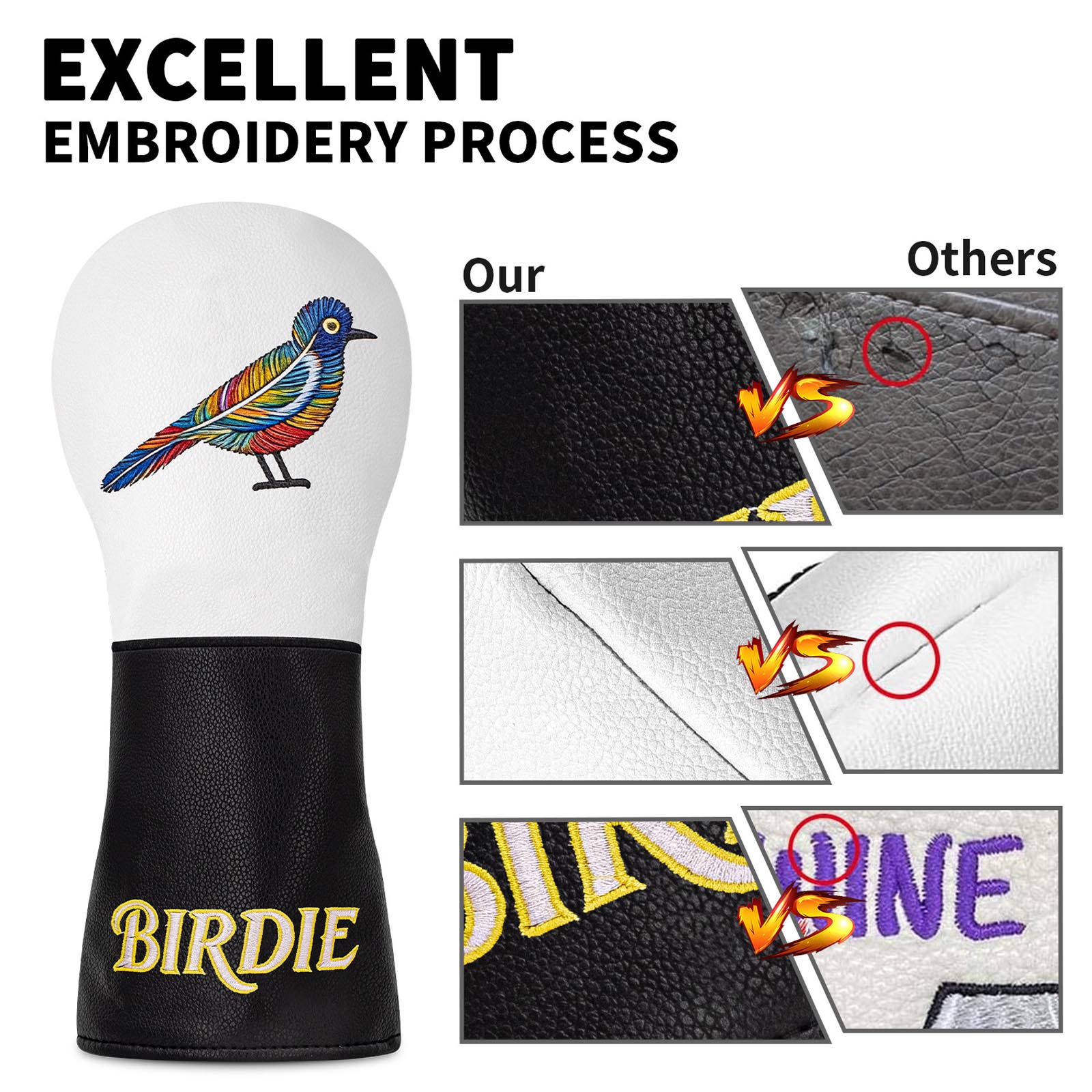 カラフルな鳥の刺繍ゴルフヘッドカバー弾性バンドカラーブロック - Resistance Band のレビューと価格