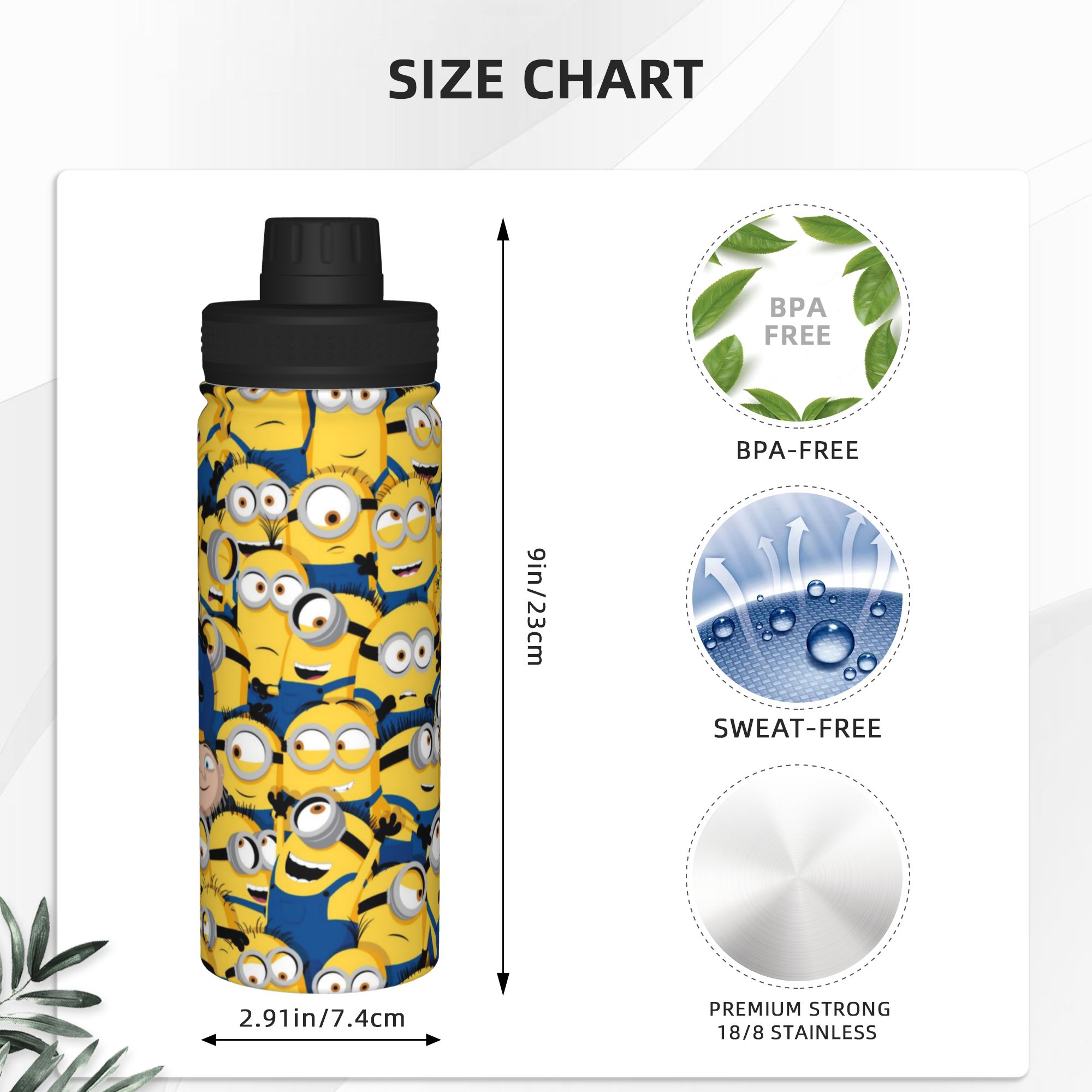 漫画M-Minions 18オンス スポーツ断熱ケトル バナ - Sports Water Bottle Insulated のレビューと価格