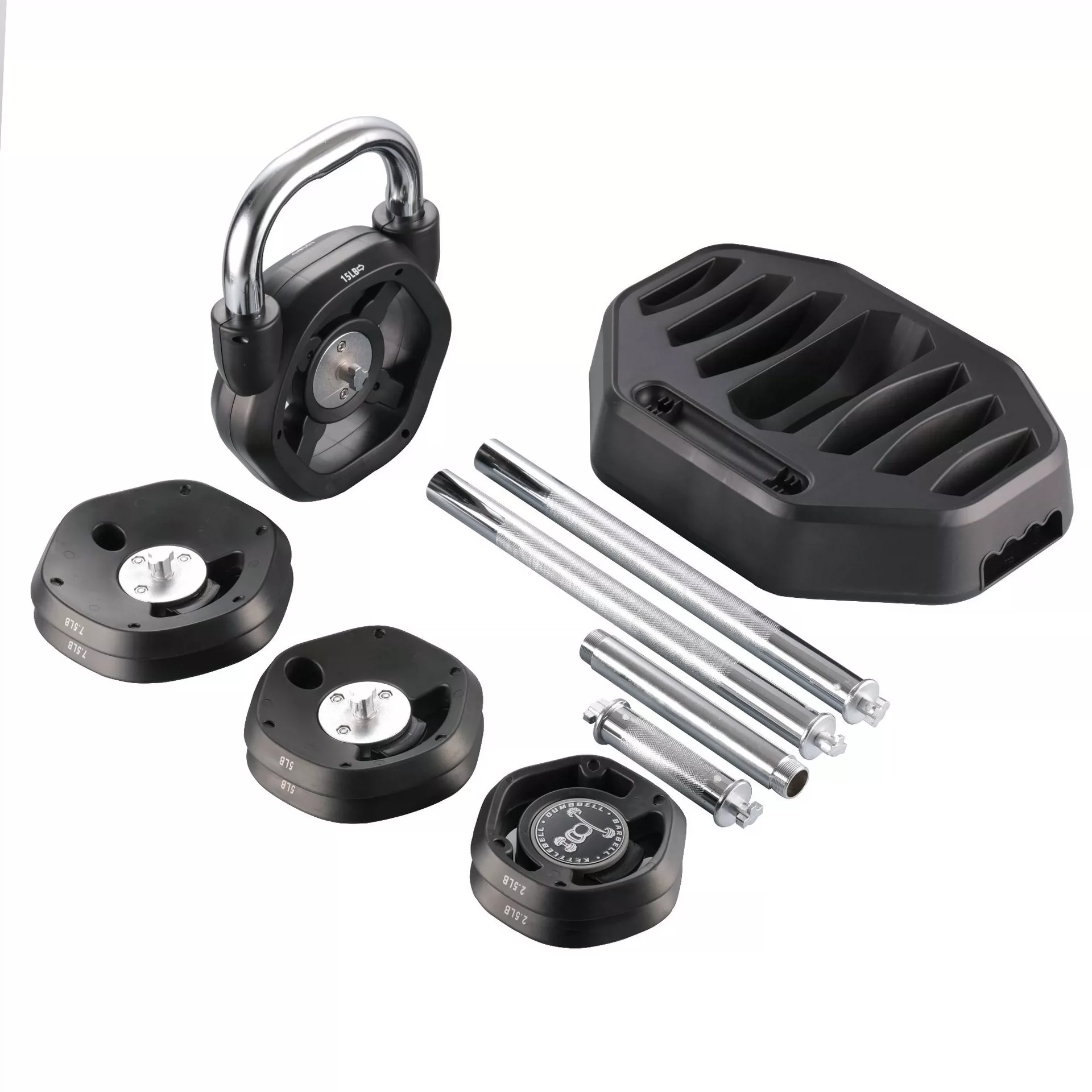 カスタム3-in-1調整可能ダンベルバーベルケトルベルコンボ - Dumbbell Set のレビューと価格